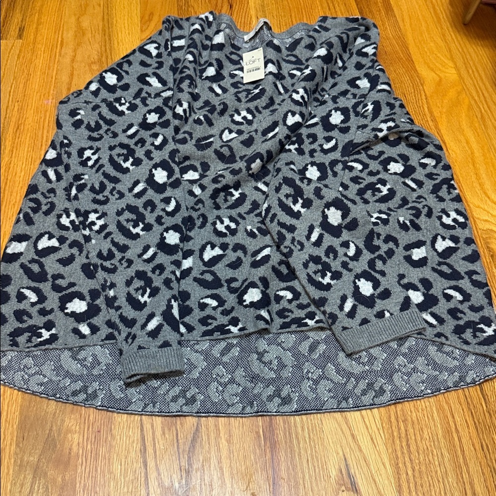 LOFT Charcoal Animal Print Sweater - Picture 2 of 3